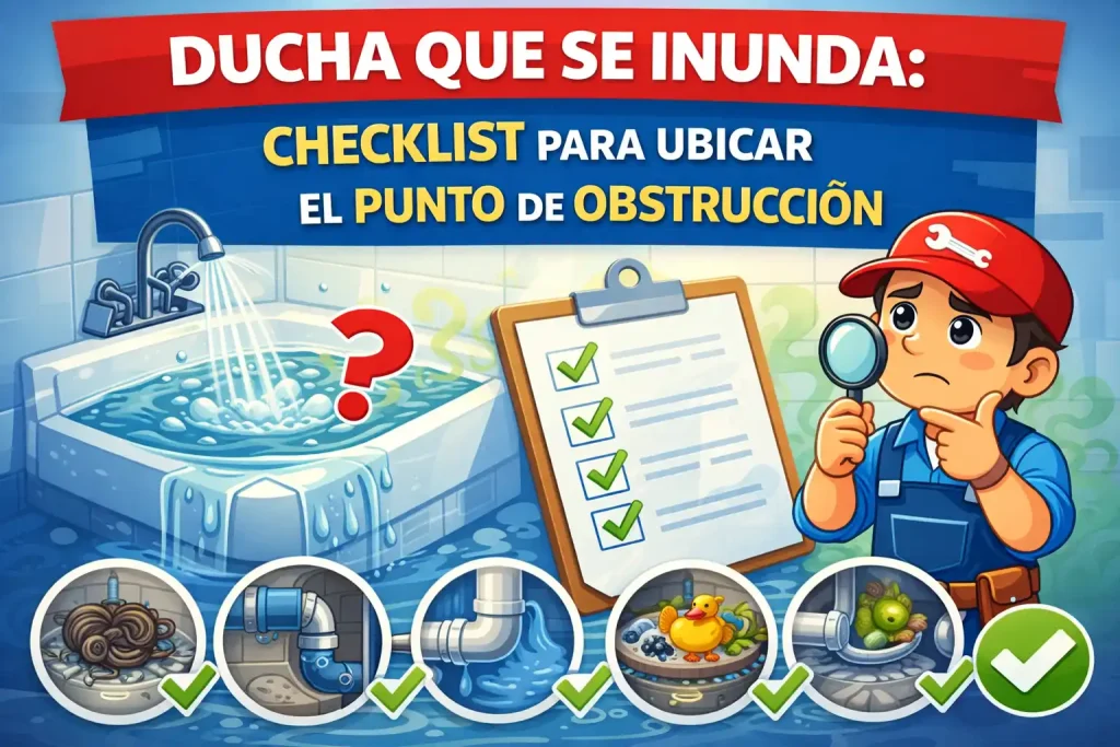 Ducha que se inunda: checklist para ubicar el punto de obstrucción