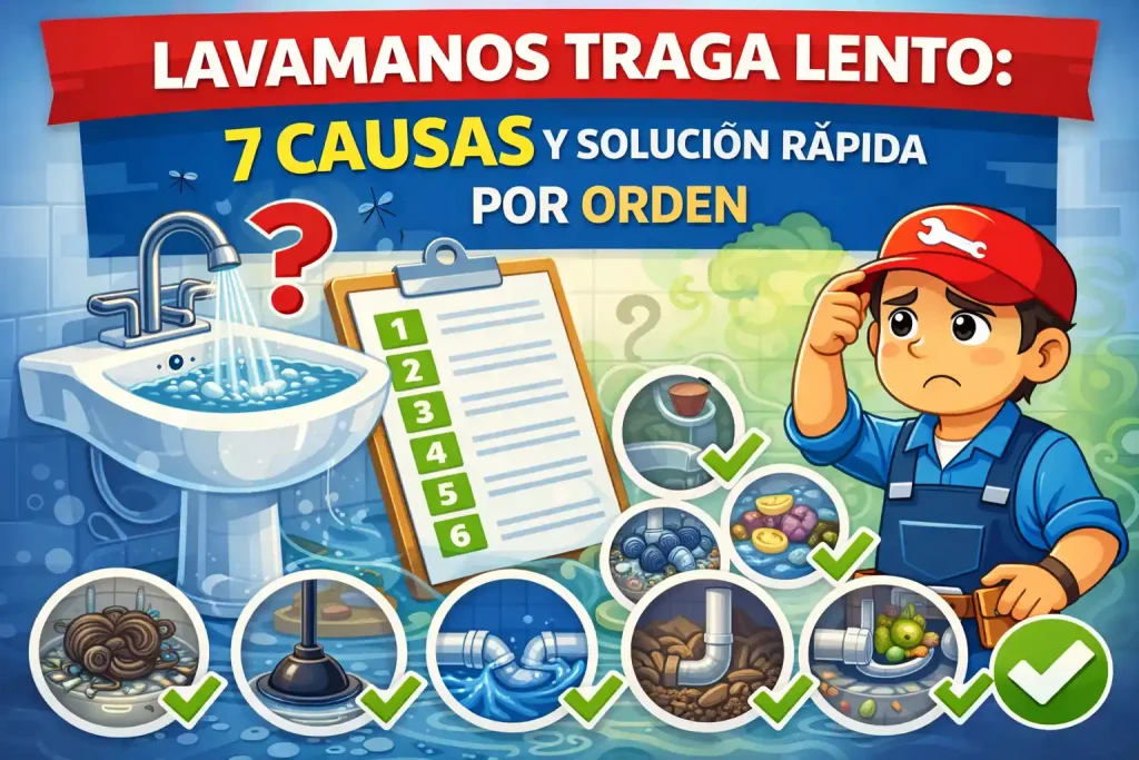 Lavamanos traga lento: 7 causas y solución rápida por orden